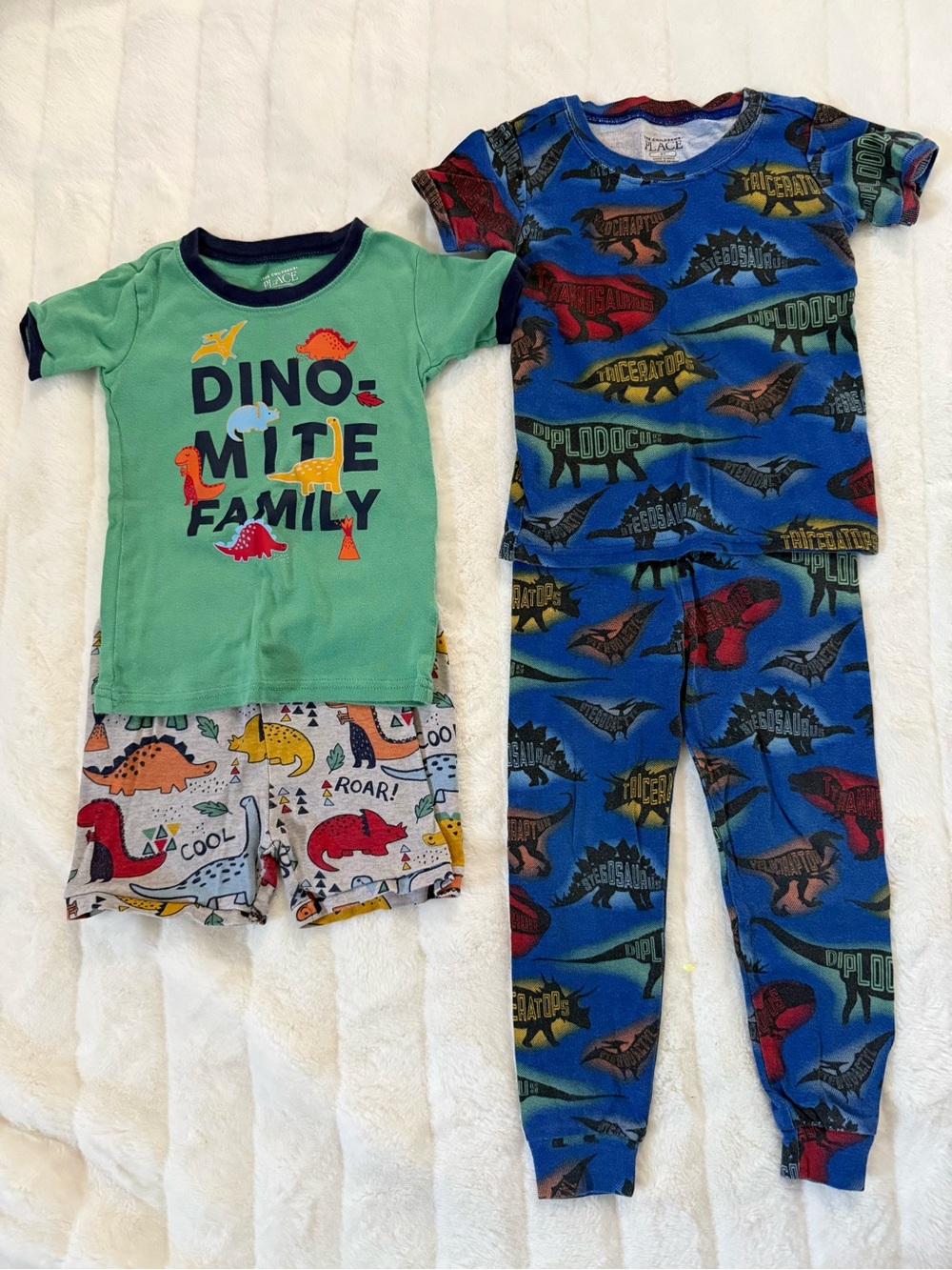 The Children's Place Dino Pajama Set x 2 - Green & Blue